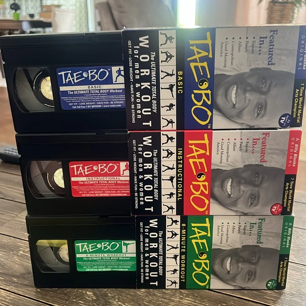 Tae Bo Workout VHS Set - Red, Blue, Green, 1998
